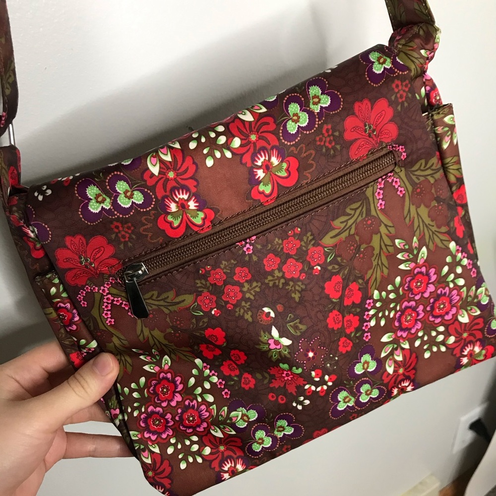 Small Brown Floral Adjustable Crossbody Bag